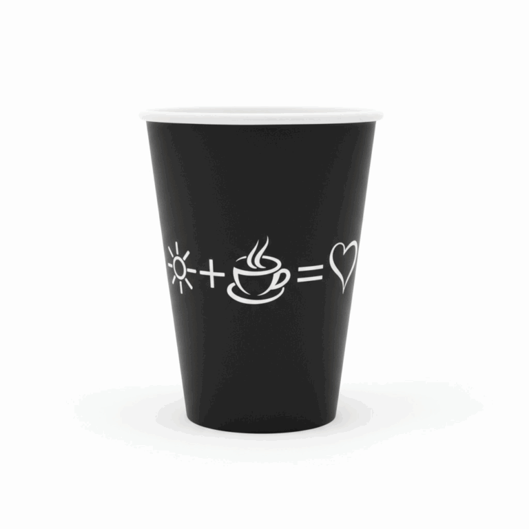 PAHAR CARTON 7 OZ NEGRU + INIMIOARA