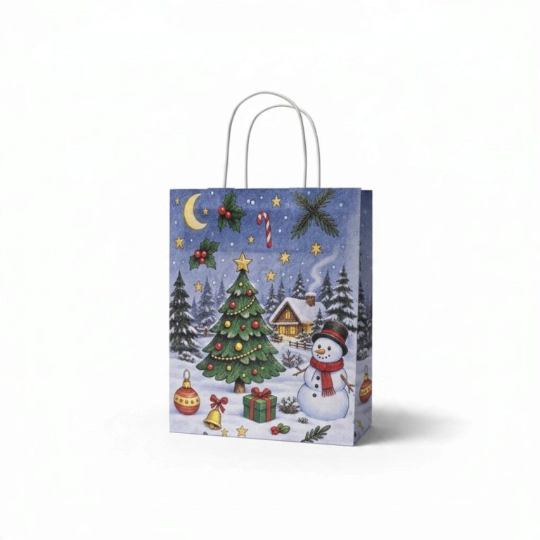 PUNGA HARTIE BLUE CHRISTMAS INTERIOR ALB 25X12X31CM